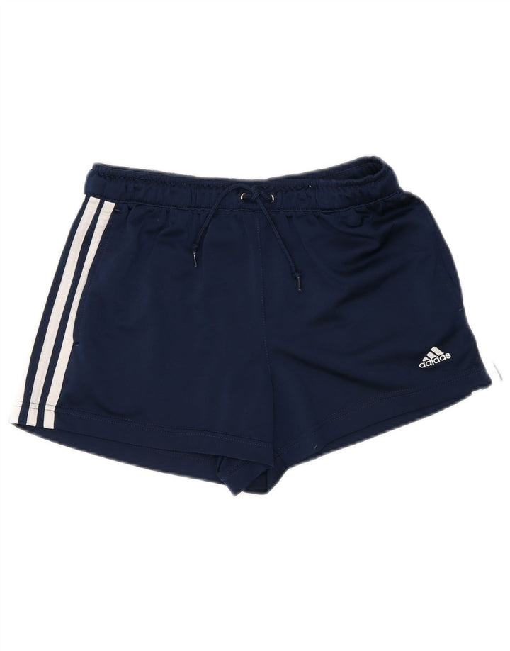 Pantaloni scurti sport pentru femei Adidas UK 10, poliester cu dungi mici, albastru marin
