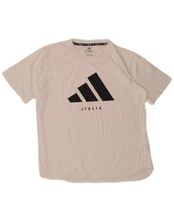 Tricou grafic Adidas Italia Regular Fit Top mare, alb, bumbac