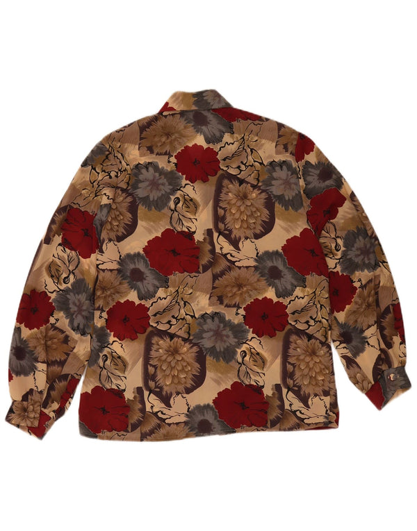 Bluză de cămașă vintage pentru femei UK 12 Poliester floral mediu multicolor