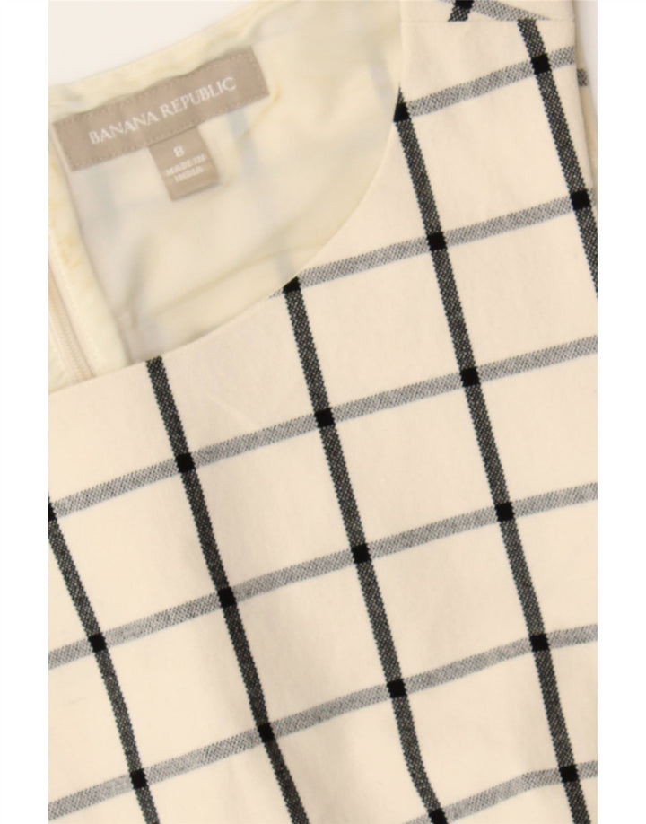 BANANA REPUBLIC Womens Sleeveless Blouse Top US 8 Medium Off White Check Vintage Banana Republic and Second-Hand Banana Republic from Messina Hembry 