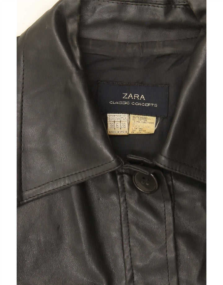 Jachetă pentru femei din piele artificială Zara EU 38 Bumbac negru mic