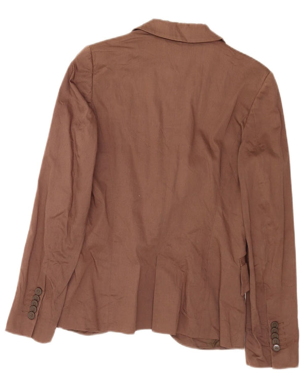 Blazer pentru femei Zara cu 1 nasture, UK 10, bumbac maro mic