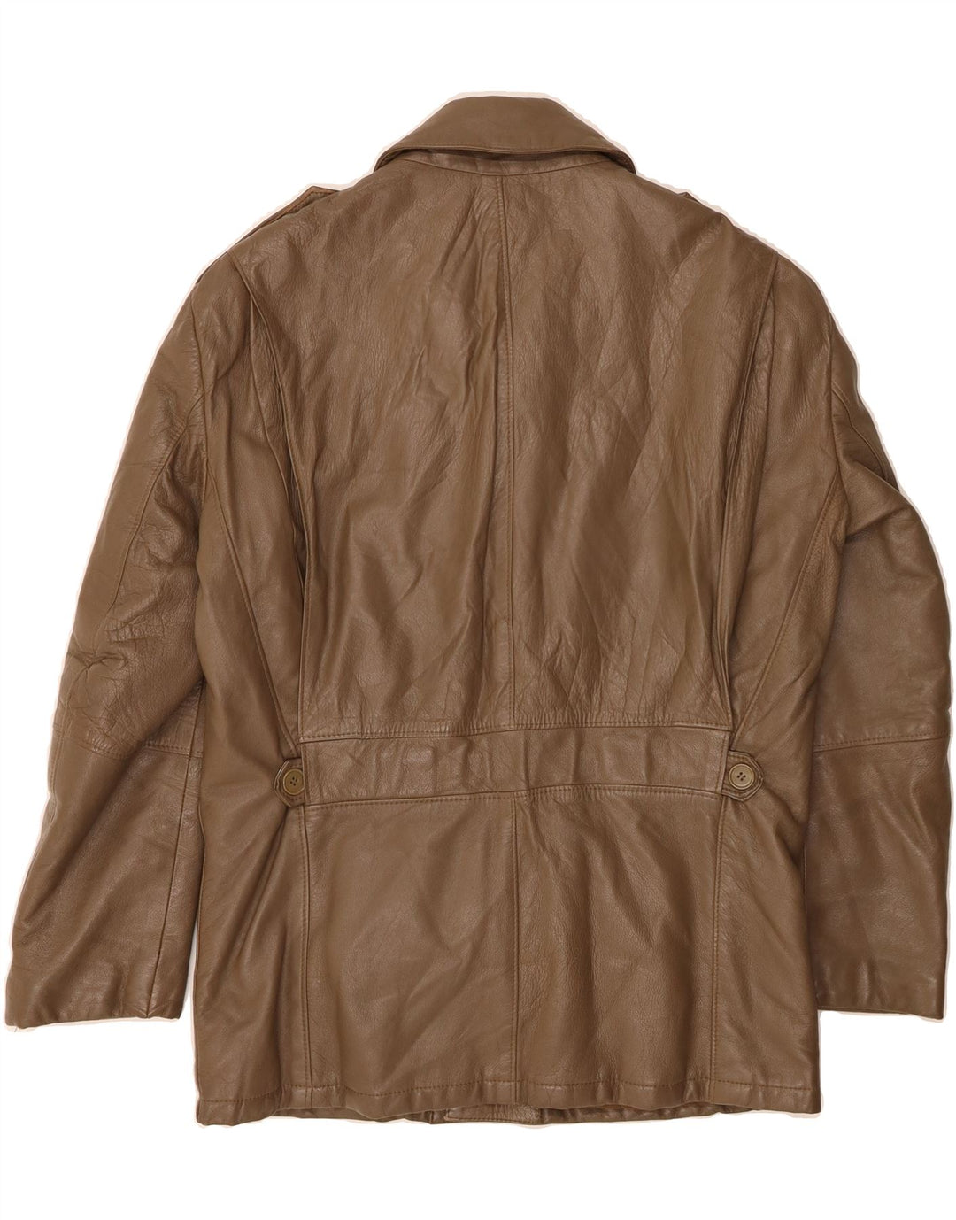 VINTAGE Mens Military Leather Jacket IT 46 Small Brown Leather Vintage Vintage and Second-Hand Vintage from Messina Hembry 