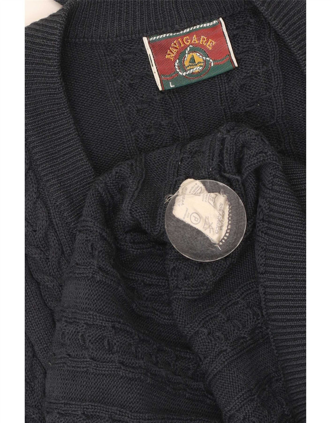 Pulover cardigan pentru bărbați Navigare, lână mare, albastru