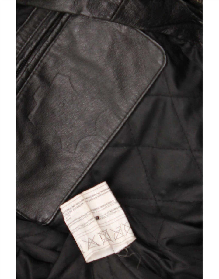 Vintage Mens Leather Bomber Jacket UK 36 Small Black