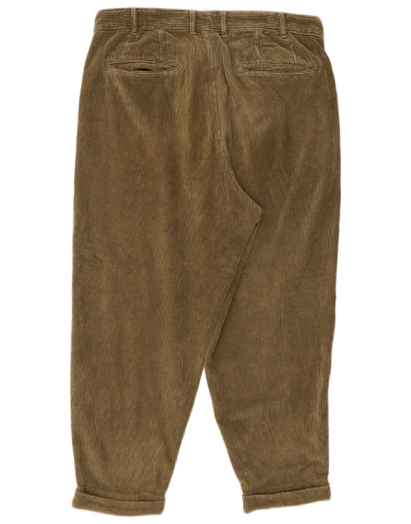 Pantaloni de velur conic pentru bărbați Zara EU 42 L32 L25 Kaki Bumbac