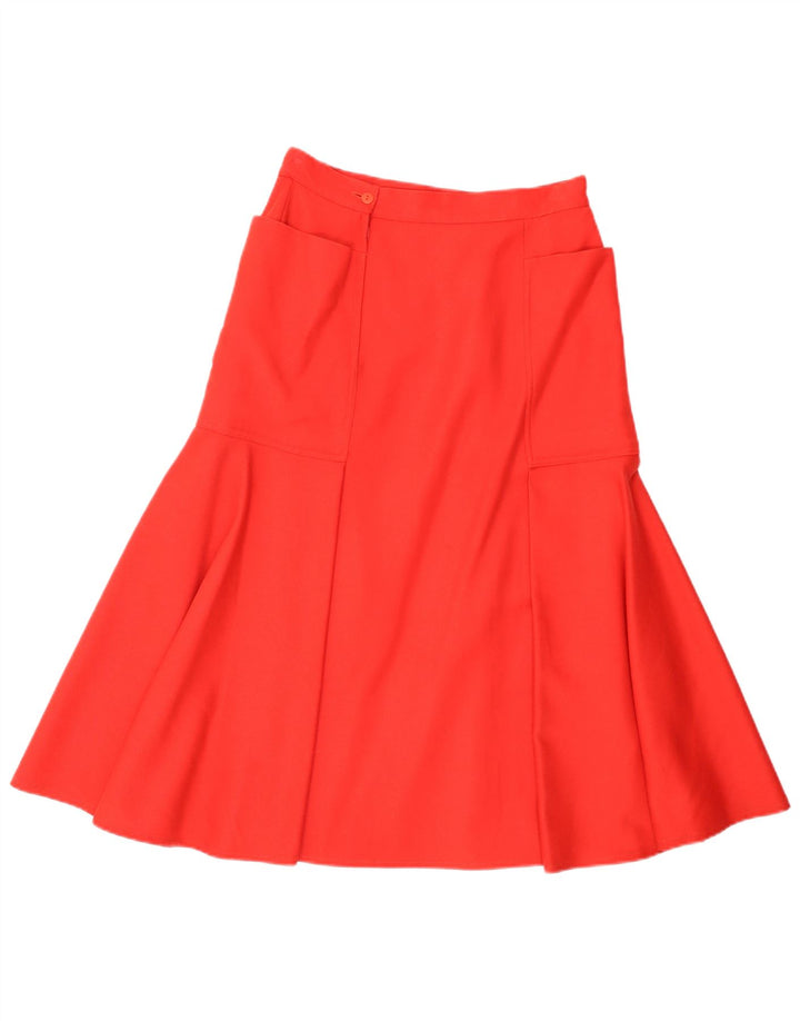 Fustă A-Line Vintage pentru femei IT 44 Medium W28 Lână virgină roșie