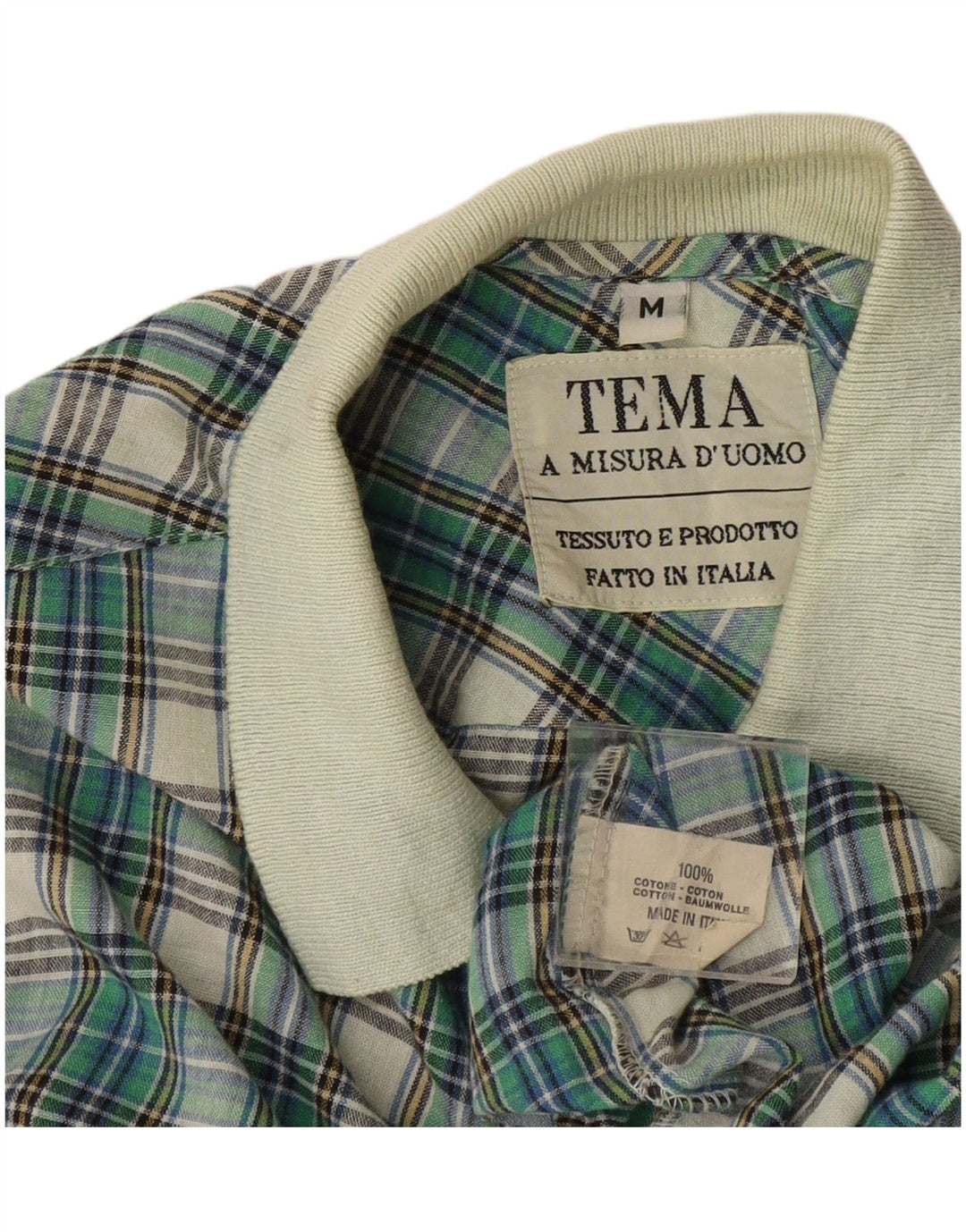Cămașă vintage pentru bărbați, bumbac cu carouri verde mediu