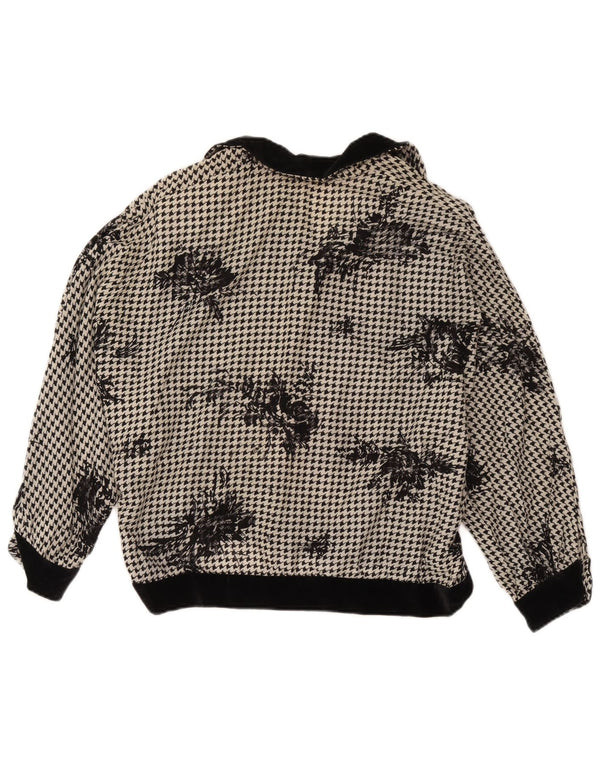 Bluză supradimensionată Vintage pentru femei UK 18 XL, picior de găină neagră