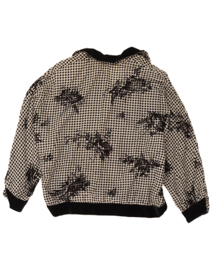 Bluză supradimensionată Vintage pentru femei UK 18 XL, picior de găină neagră