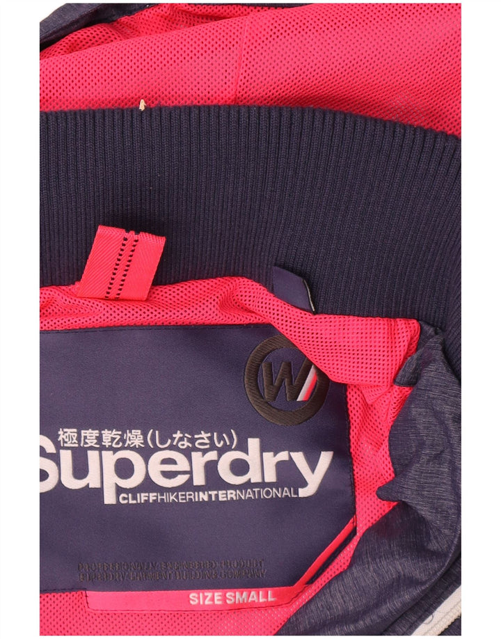 Superdry Jachetă de ploaie cu glugă pentru femei UK 10 Small Navy Blue Marine