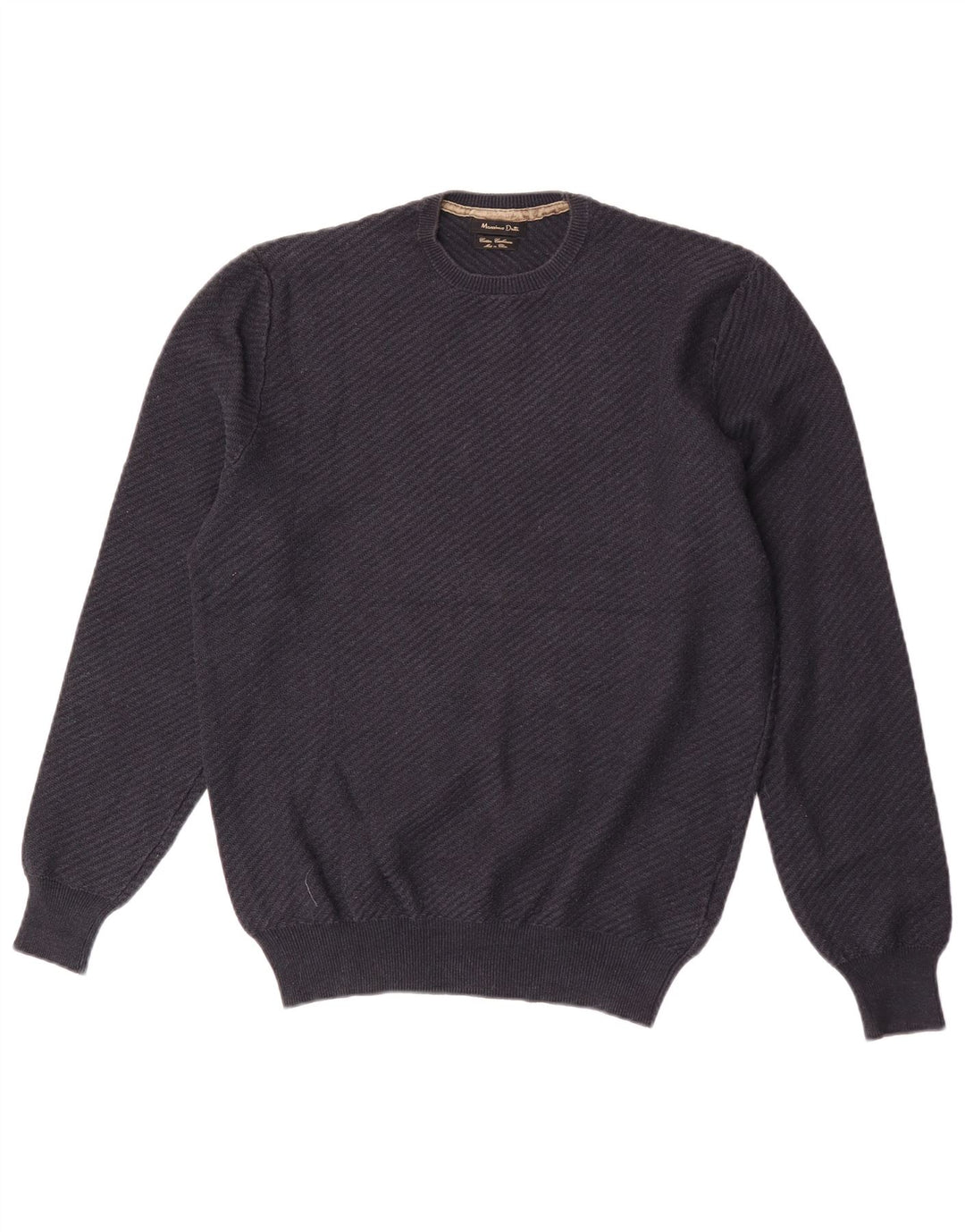 Pulover Massimo Dutti pentru bărbați, cu gât crew, bumbac mediu albastru bleumarin