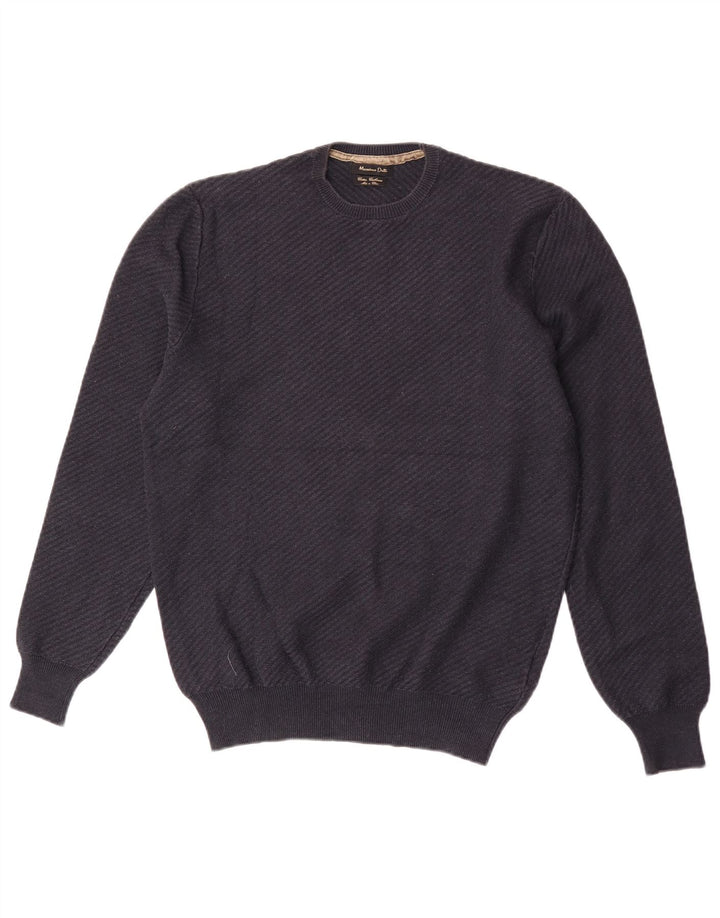 Pulover Massimo Dutti pentru bărbați, cu gât crew, bumbac mediu albastru bleumarin