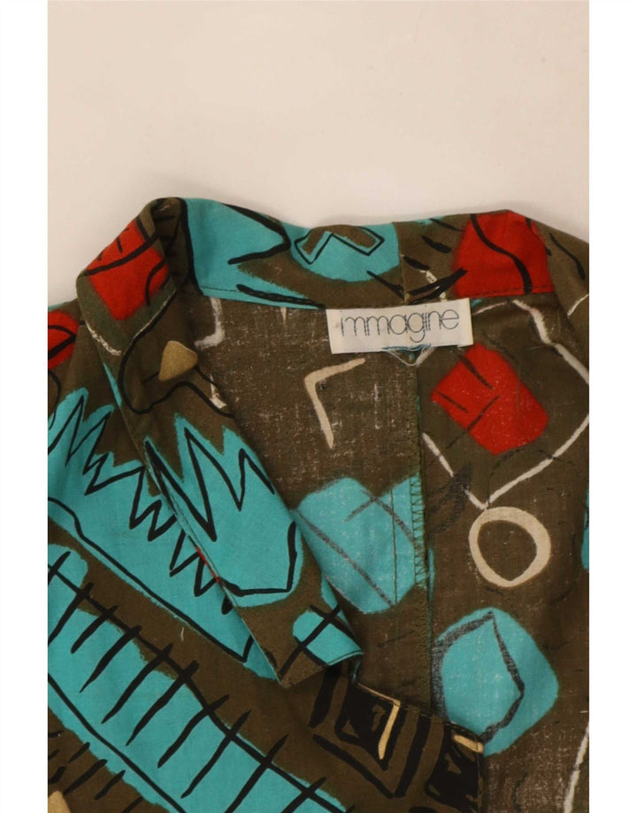 Jachetă vintage pentru femei cu model abstract cu 1 nasture, UK 14, kaki mare