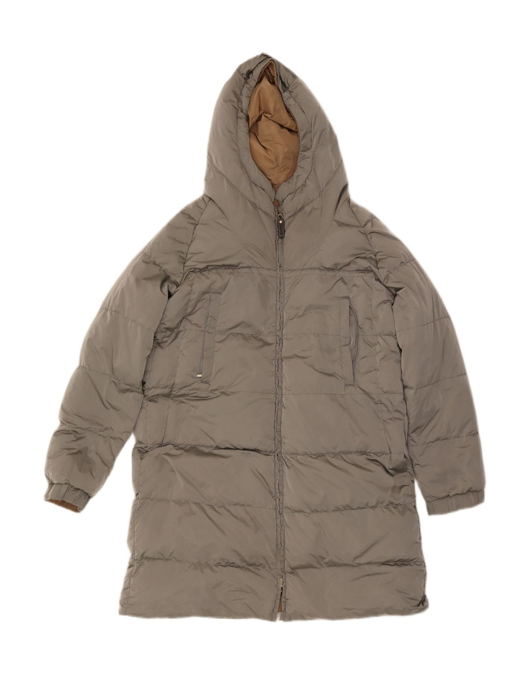 Max Mara Jachetă căptușită reversibilă cu glugă pentru femei UK 10 Mic Bej Poliamidă