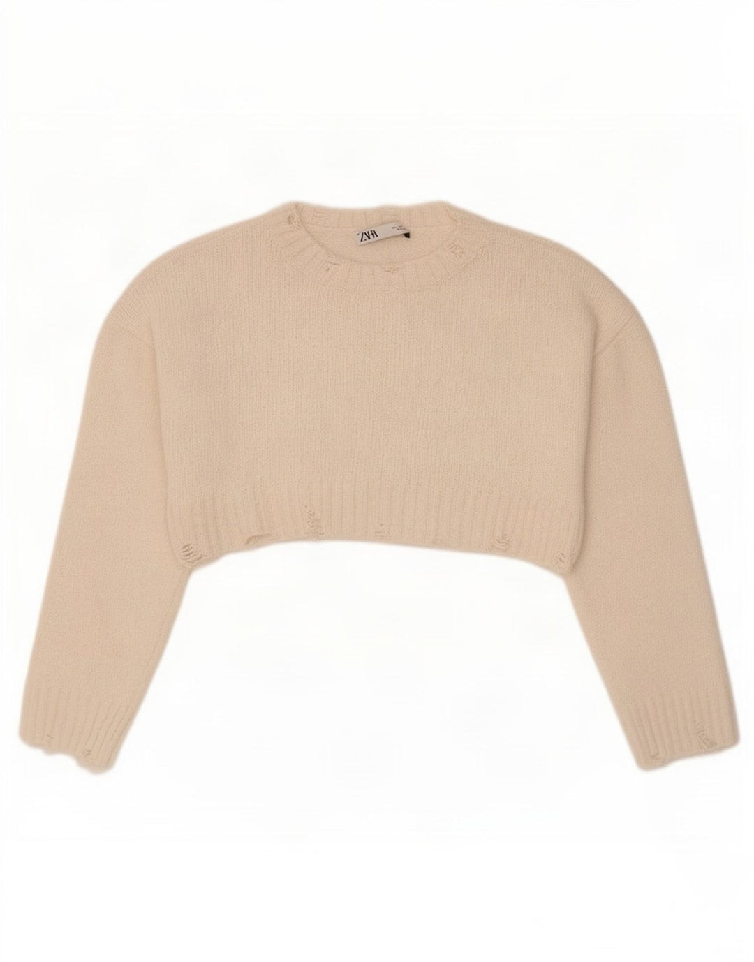 Pulover bolero supradimensionat pentru femei Zara UK 10 mic poliester alb