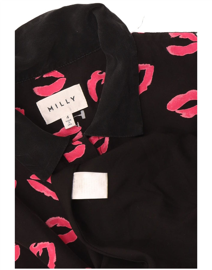 Rochie cămașă cu mâneci scurte cu model abstract pentru femei Milly US 4 Small Black