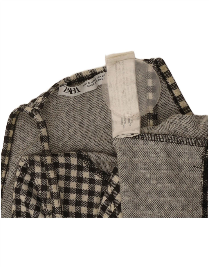 ZARA Crop Halter Top pentru femei UK 8 Small Black Gingham Bumbac
