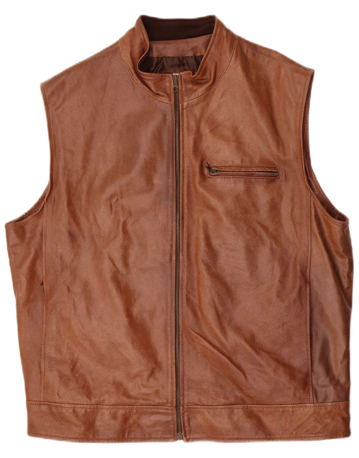 Gilet din piele pentru bărbați Green Leaves IT 54 2XL maro
