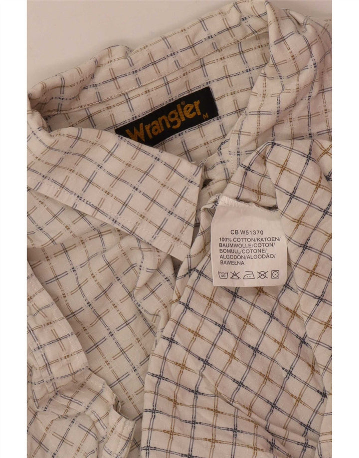 Cămașă Wrangler pentru bărbați, cu mânecă scurtă, cu ajustare normală, din bumbac carouri alb mediu