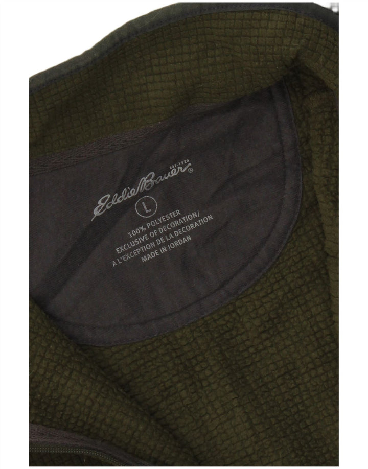 Pulover pentru bărbați Eddie Bauer, cu fermoar și gât, poliester verde mare