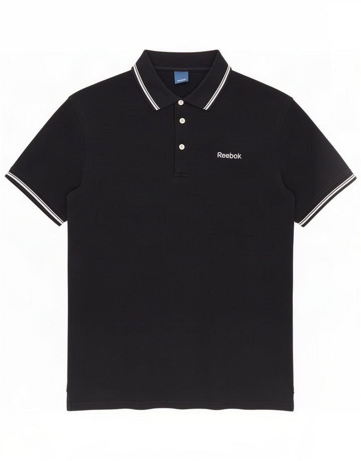 Treu polo Reebok pentru bărbați, bumbac mediu negru