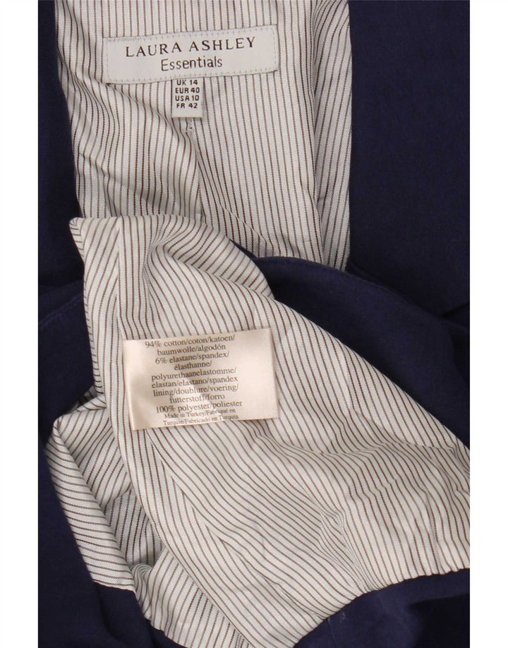 Jachetă blazer pentru femei Laura Ashley, 1 nasture, UK 14, mare, albastru bleumarin, bumbac