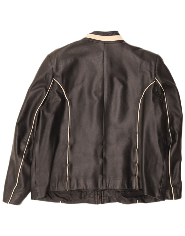 Jachetă de piele vintage pentru bărbați IT 46 Small Black Colorblock