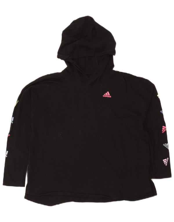 Pulover cu glugă cu formă lentă pentru femei Adidas, UK 18 XL, bumbac negru