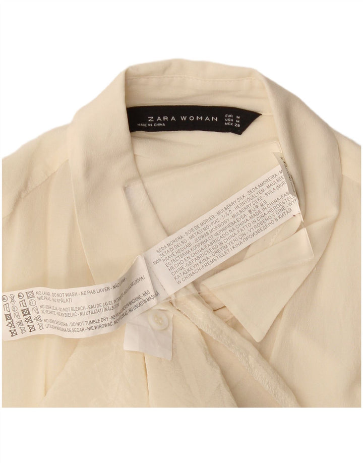 Cămașă pentru femei Zara UK 12 Medium din mătase alb
