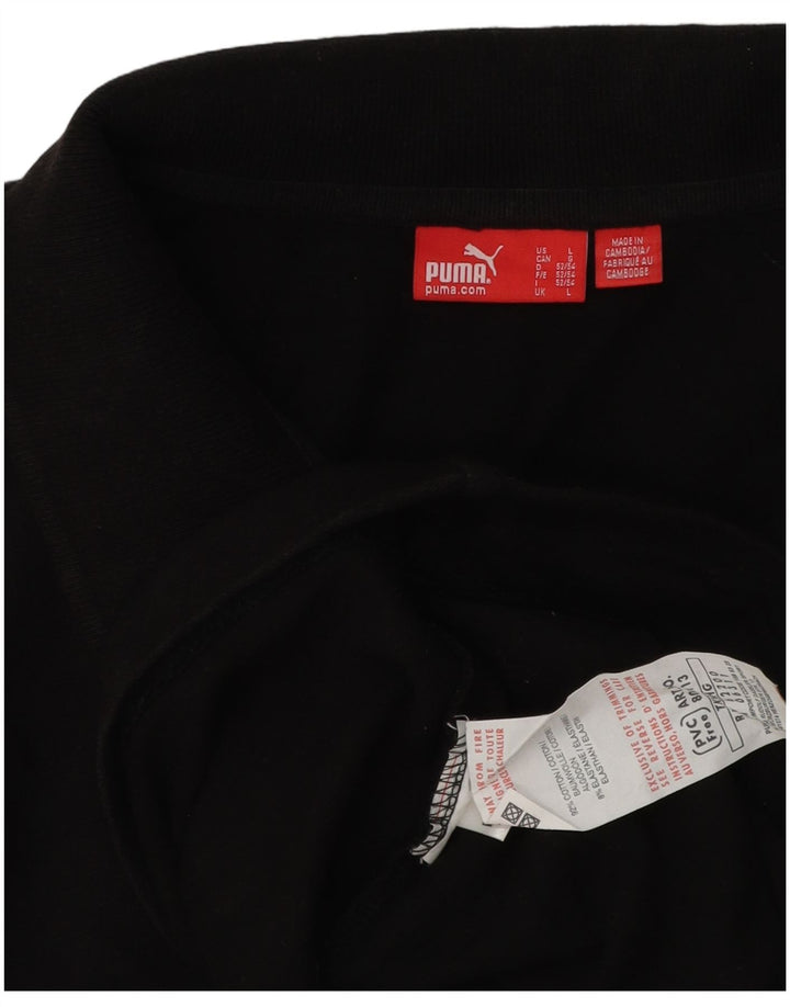 Tricou polo cu mânecă lungă Puma pentru bărbați, bumbac negru mare