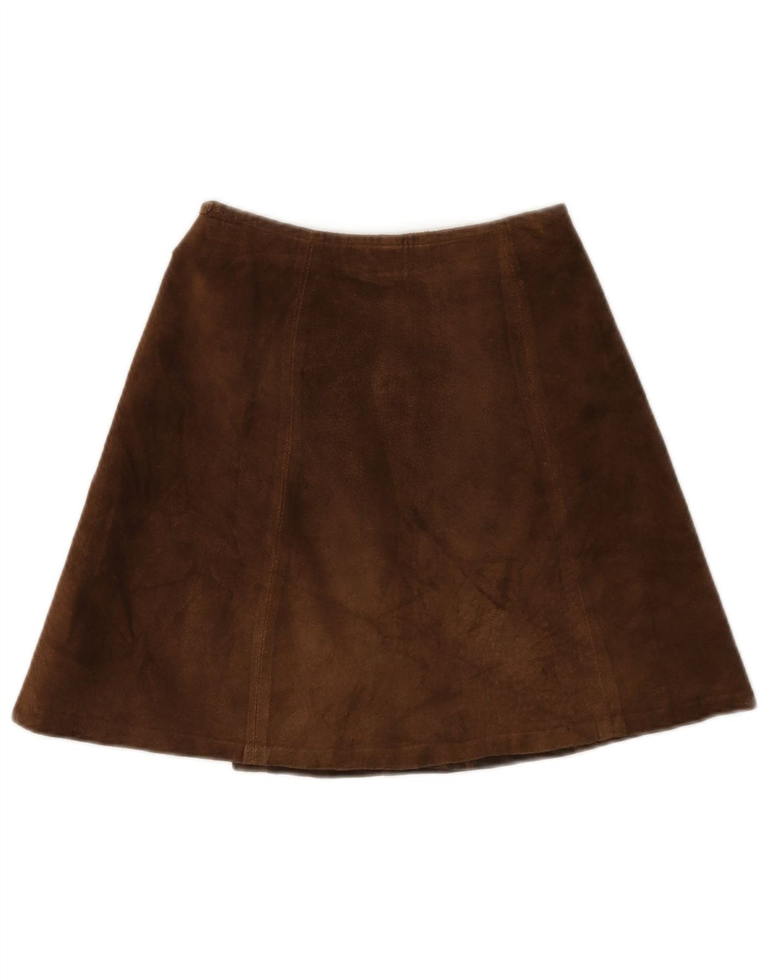 Fusta Mini Wrap din piele intoarsa vintage pentru femei IT 42 Medium W26 Piele maro