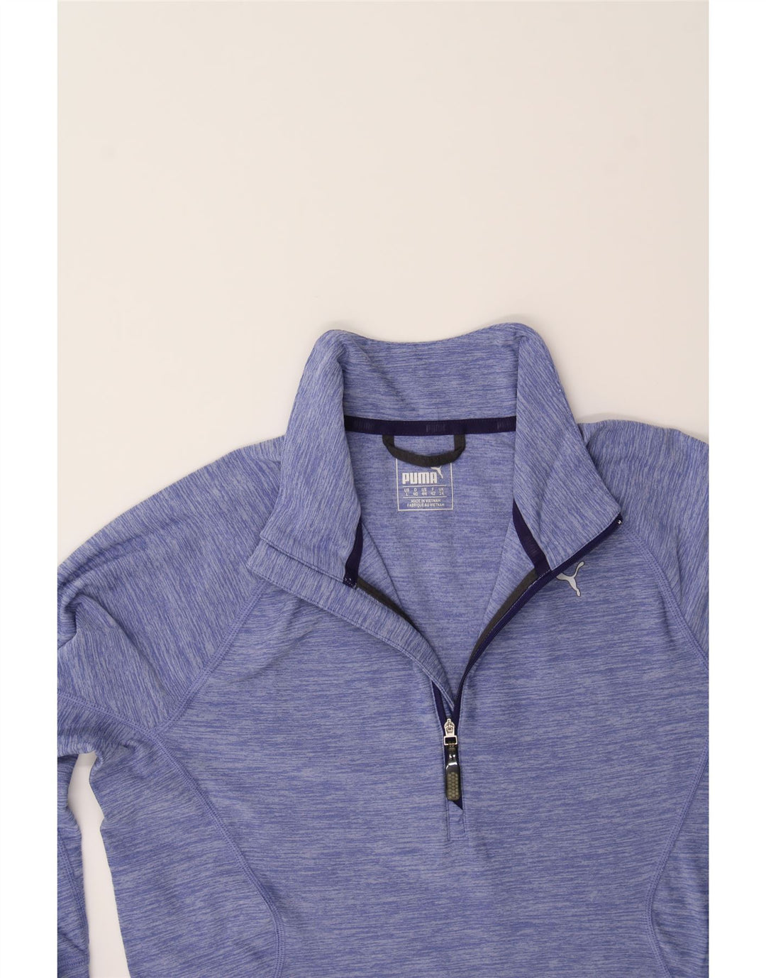 FILA Womens Zip Neck Pullover Tracksuit Top UK 14 Medium  Blue Flecked Vintage Fila and Second-Hand Fila from Messina Hembry 