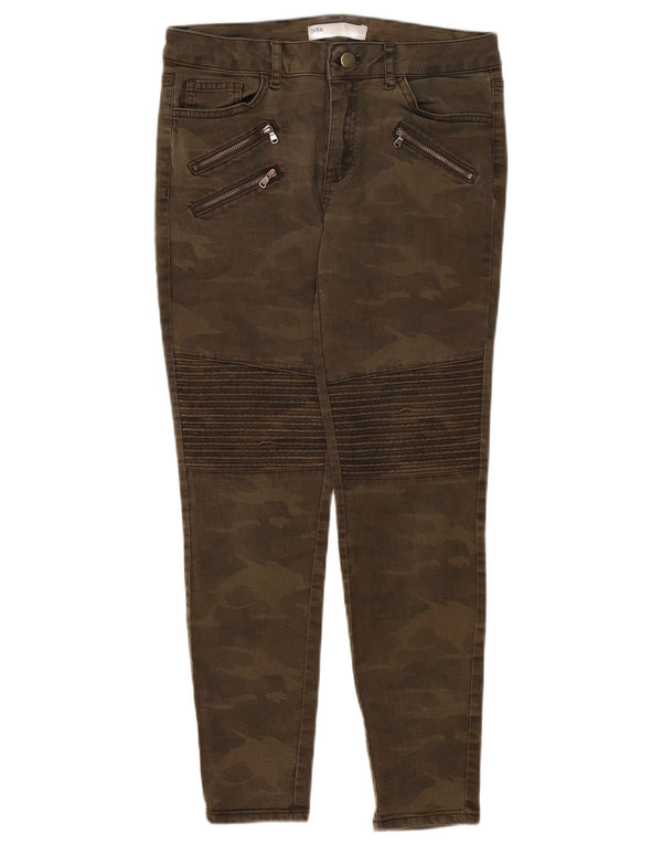 Pantaloni casual slim pentru femei Zara EU 38 Mici L28 L26 Camuflaj kaki