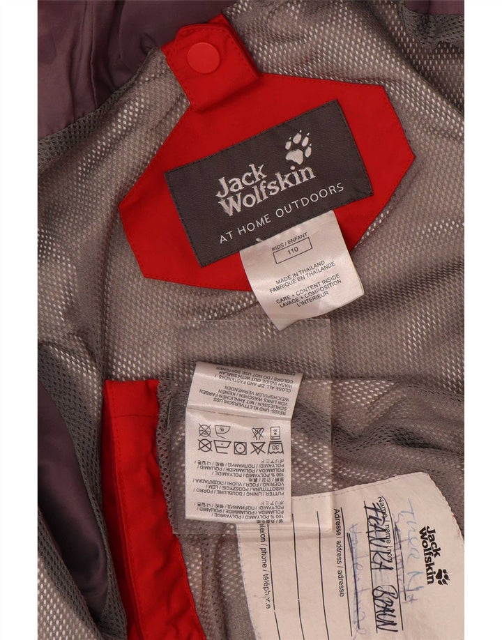 Jack Wolfskin Jachetă de ploaie cu glugă pentru băieți 4-5 ani, roșu, poliamidă color bloc