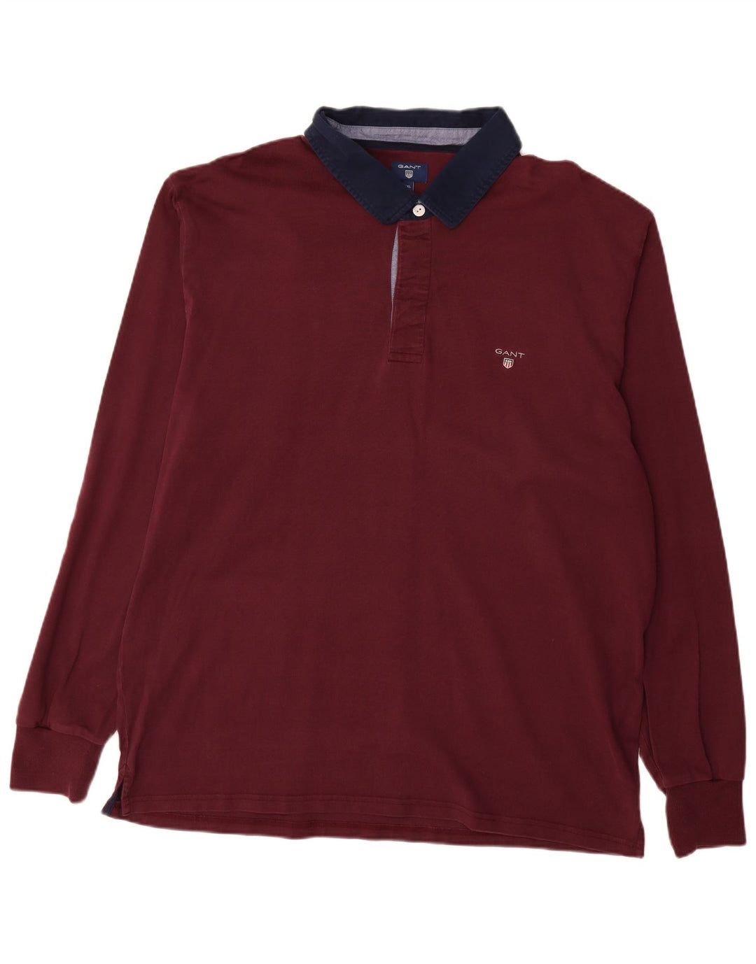 GANT Tricou polo Rugby cu mânecă lungă pentru bărbați 4XL, bumbac color-block burgundă