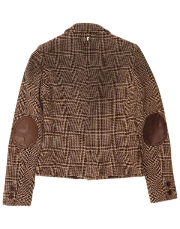 Jachetă Dondup pentru femei, cu 6 nasturi, IT 42, lână maro medie, cu picior de gală