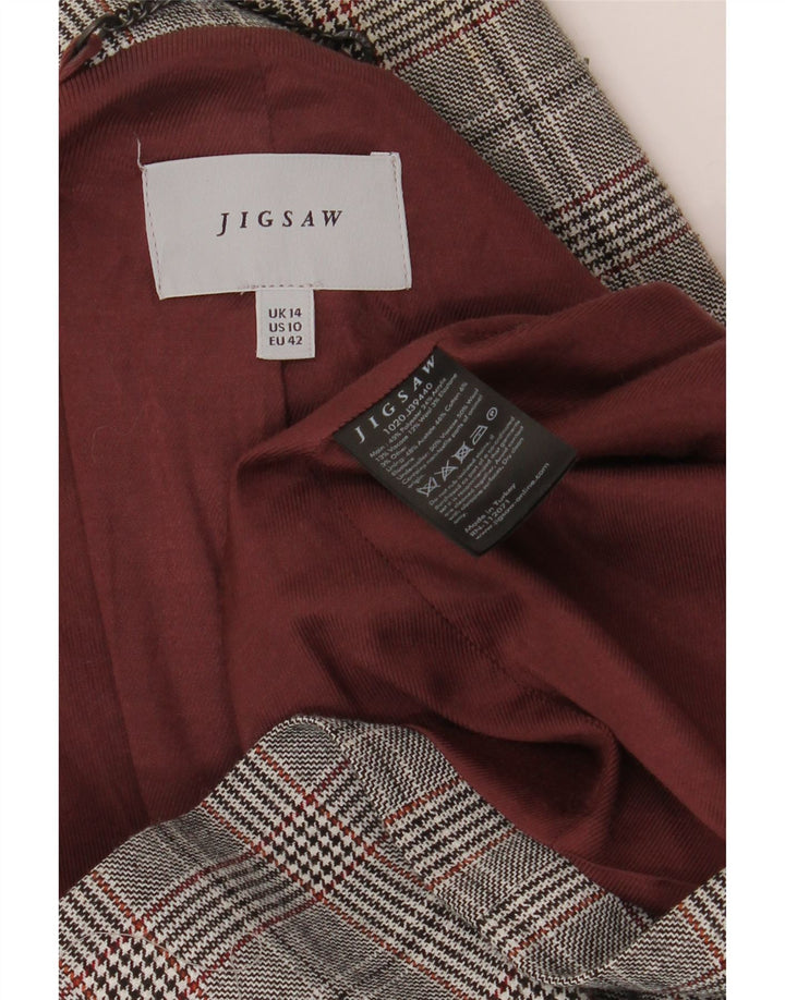 JIGSAW Jachetă pentru femei la dublu piept UK 14, mare, gri Houndstooth