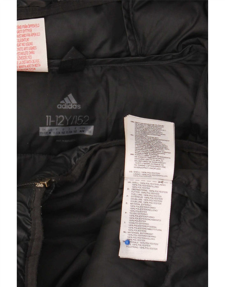 Jachetă căptușită cu glugă Adidas pentru băieți 11-12 ani, poliester negru