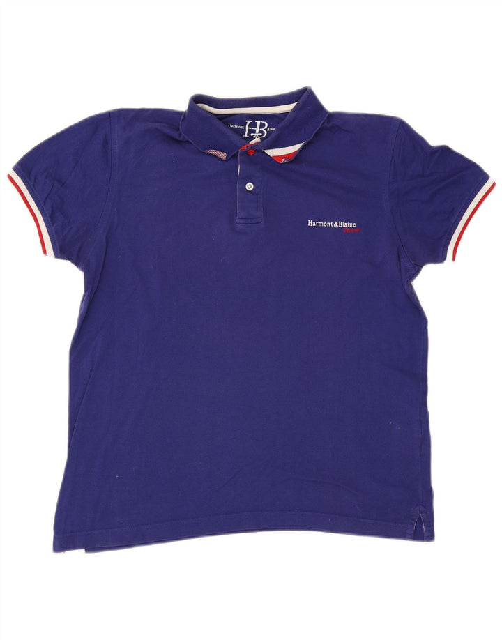 Tricou polo pentru bărbați Harmont & Blaine, bumbac albastru mic