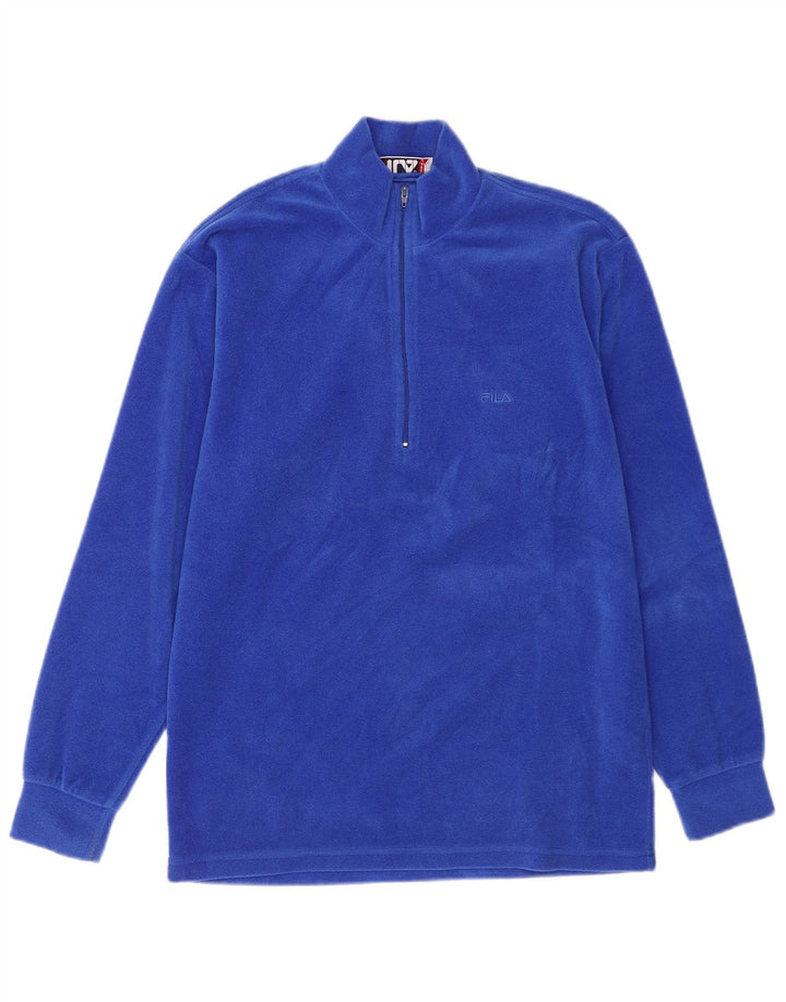 Pulover Fila pentru bărbați, cu fermoar și gât, fleece IT 46 Small Blue