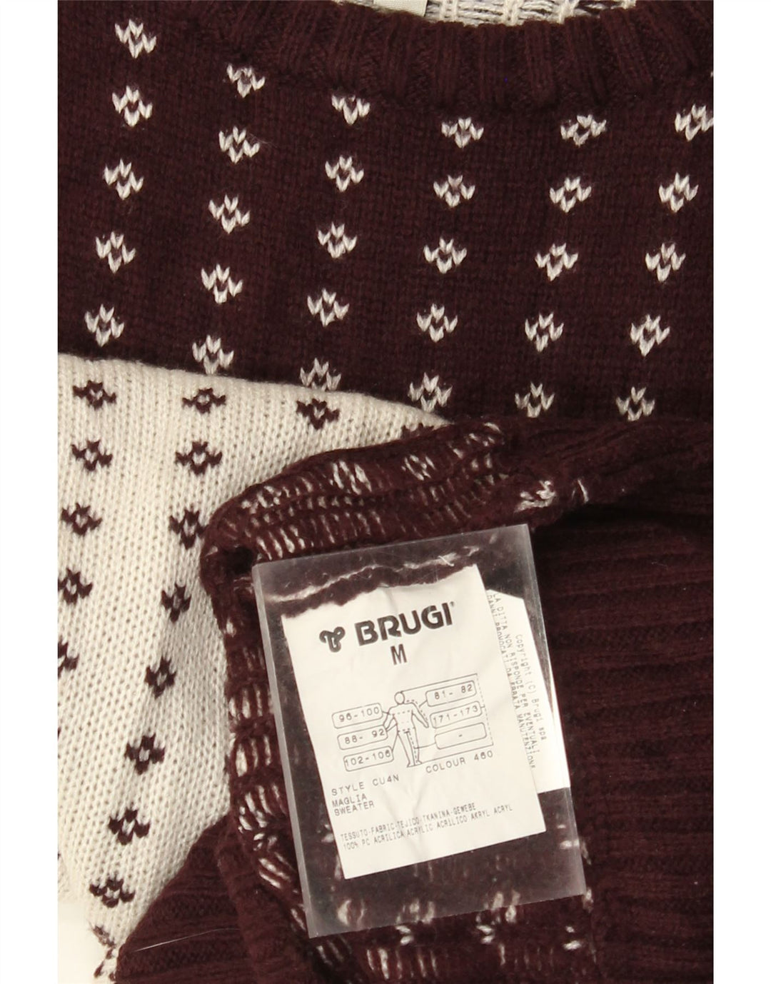 Pulover BRUGI pentru femei cu decolteu rotund UK 14 Medium White Fair Isle Acrilic