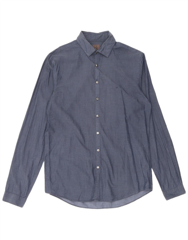 Cămașă pentru bărbați CALVIN KLEIN Slim Fit Mărimea 40 Mediu Bumbac bleumarin