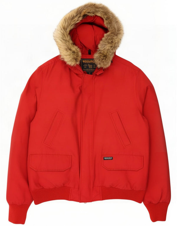 Jachetă căptușită cu glugă pentru bărbați Woolrich UK 40, mare, roșu, bumbac