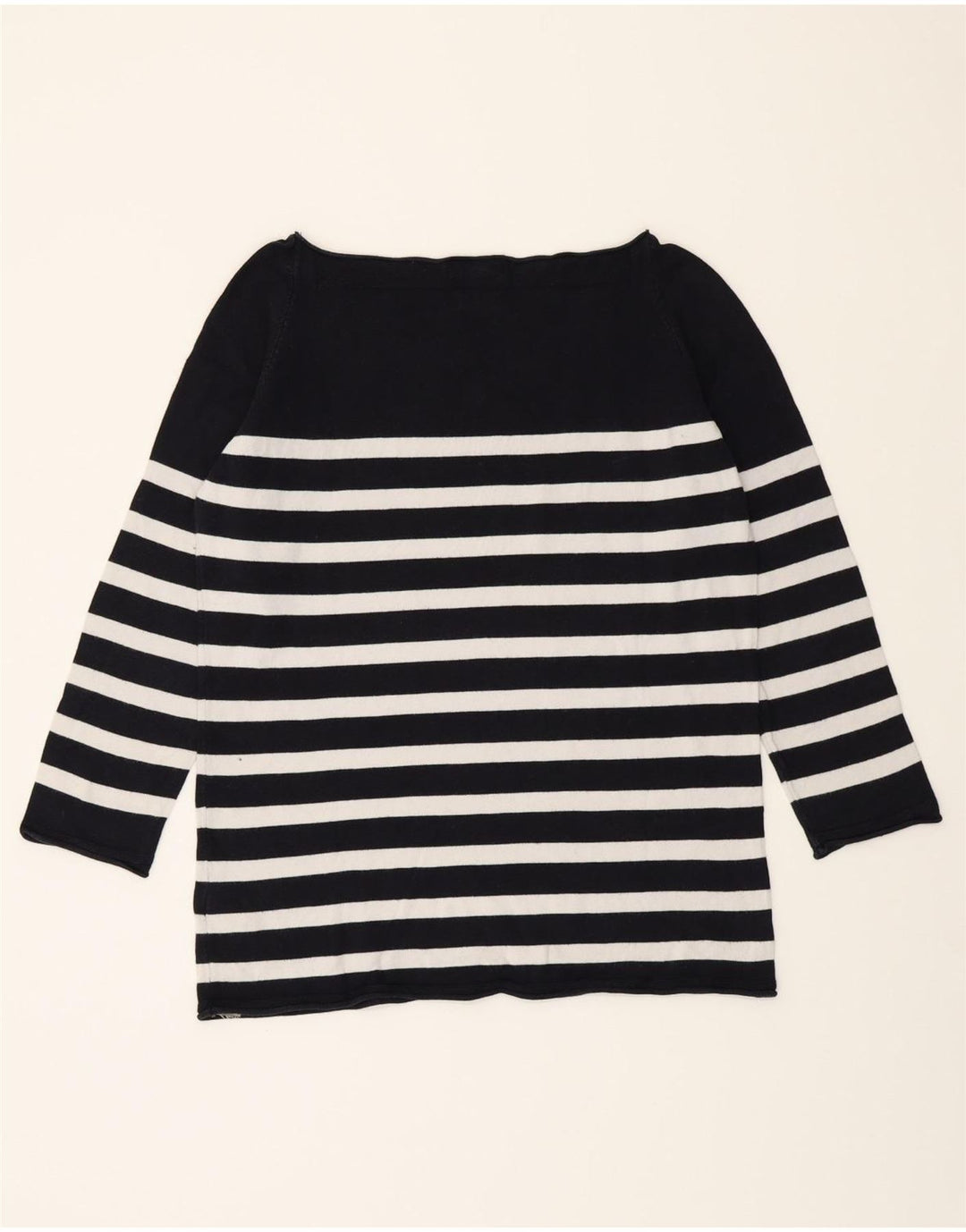 MASSIMO DUTTI Womens Boat Neck Jumper Sweater UK 14 Medium Navy Blue Vintage Massimo Dutti and Second-Hand Massimo Dutti from Messina Hembry 