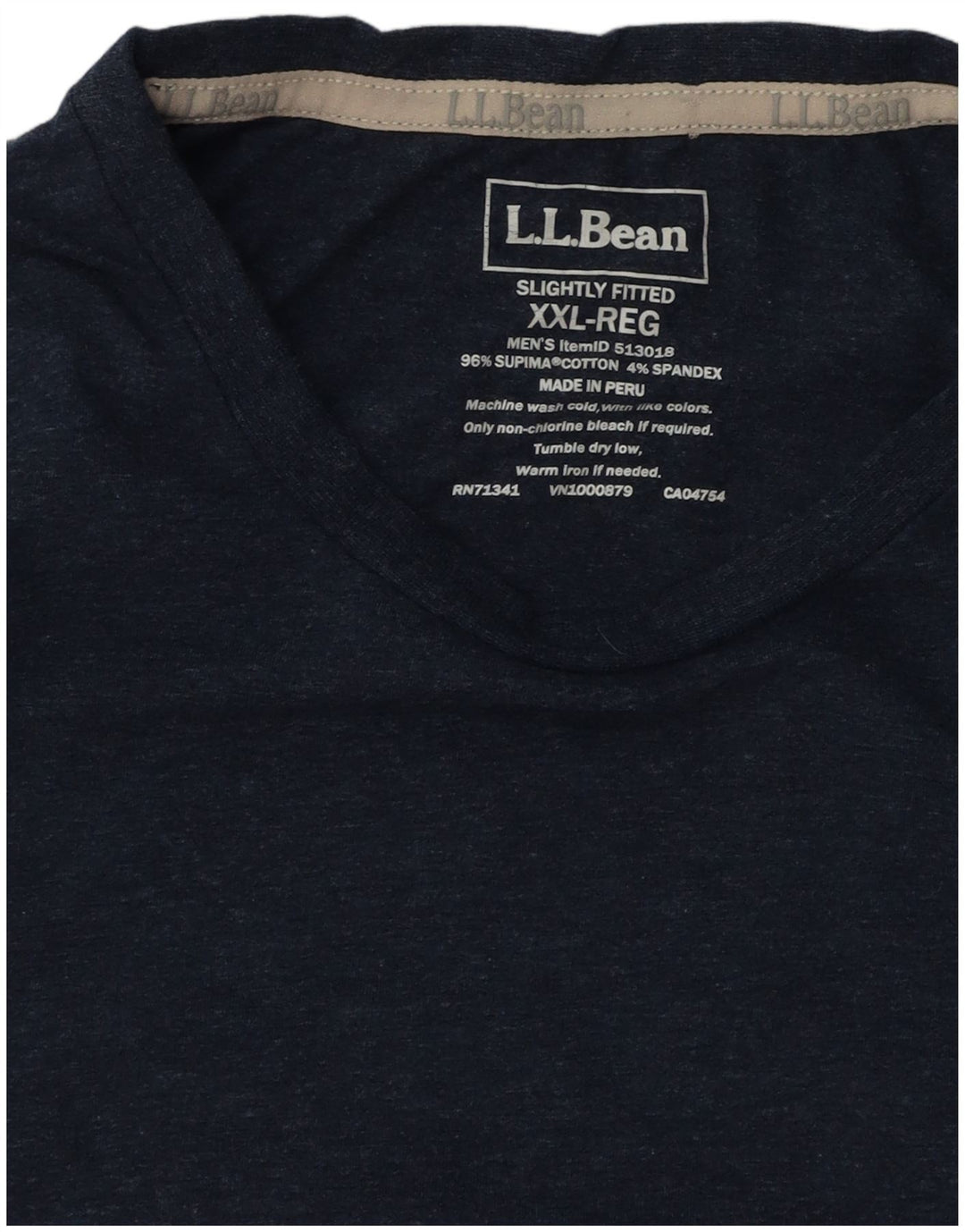 L.L.BEAN Tricou ușor mulat pentru bărbați Top 2XL bumbac bleumarin