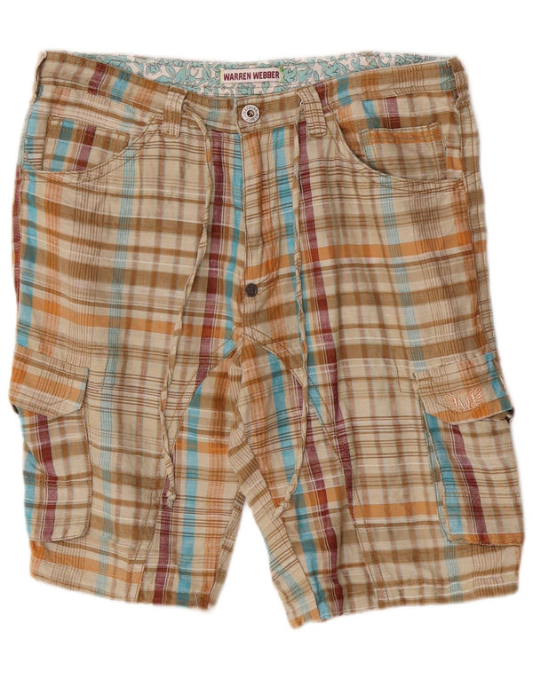Pantaloni scurți cargo pentru bărbați Warren Webber XL W36 Beige Check Flax