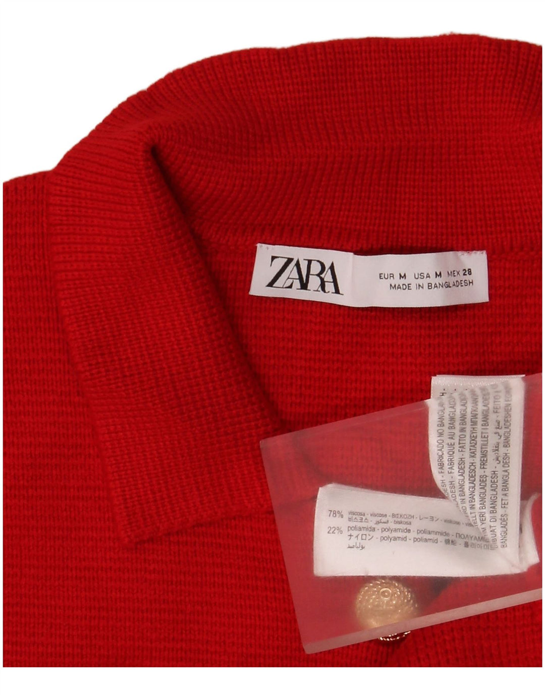 Pulover cardigan pentru femei Zara UK 12, viscoză roșie medie