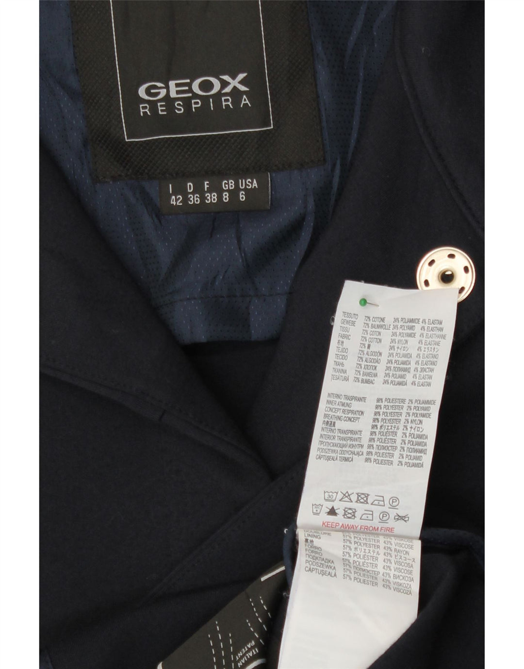 Pardesiu Geox pentru femei Respira UK 8 mic din bumbac bleumarin