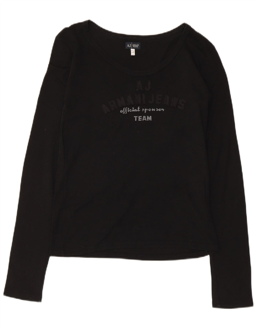 Armani Top grafic pentru femei cu mânecă lungă UK 12 bumbac mediu negru